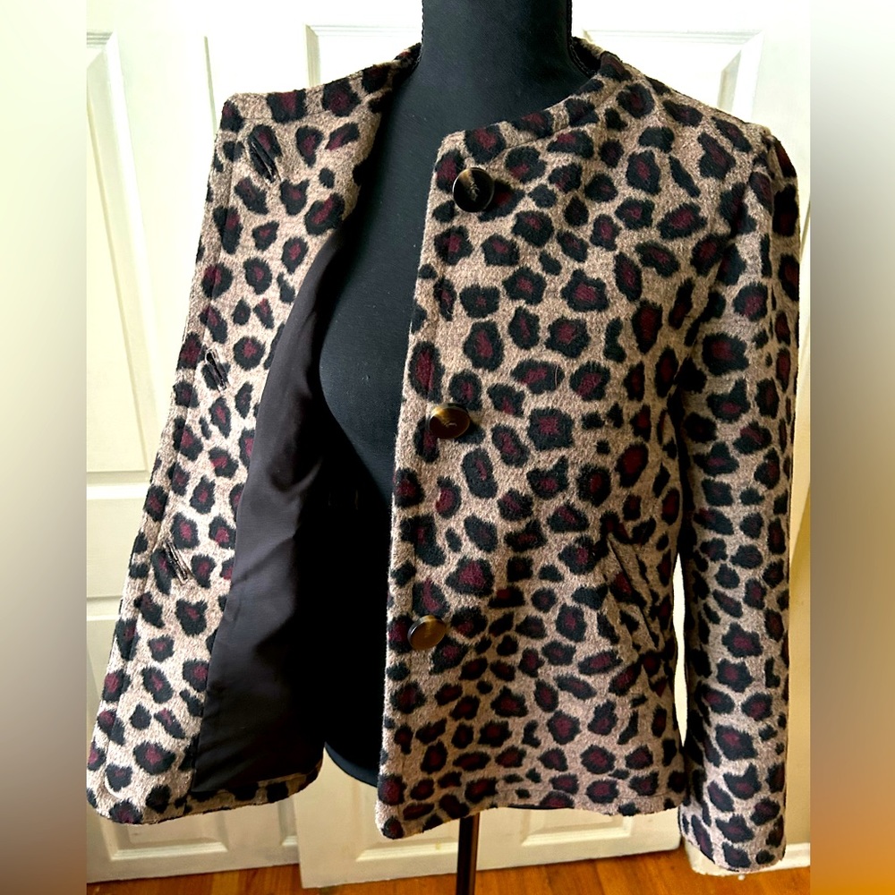 LOFT leopard print coat jacket M